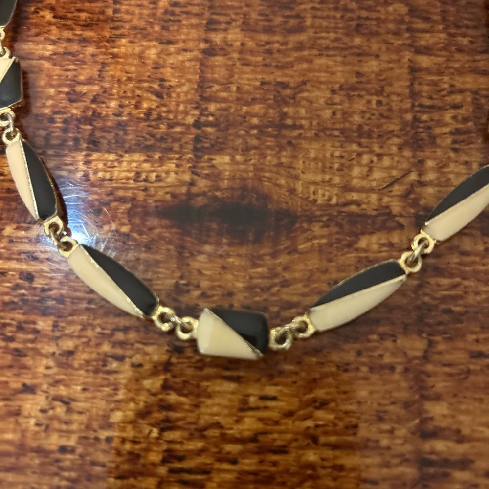 Trifari Gold-Tone Necklace with Black Enamel Links - Picture 2 of 2